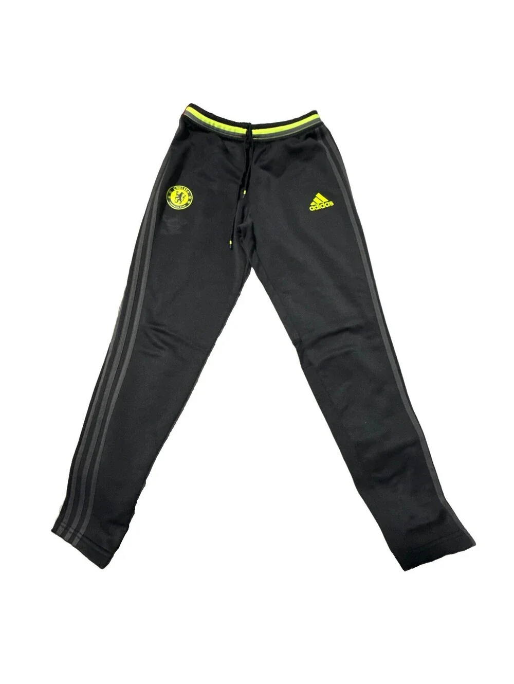 ADIDAS Soccer Training Pants Black Lime Sz Small Highlighter Green World Cup
